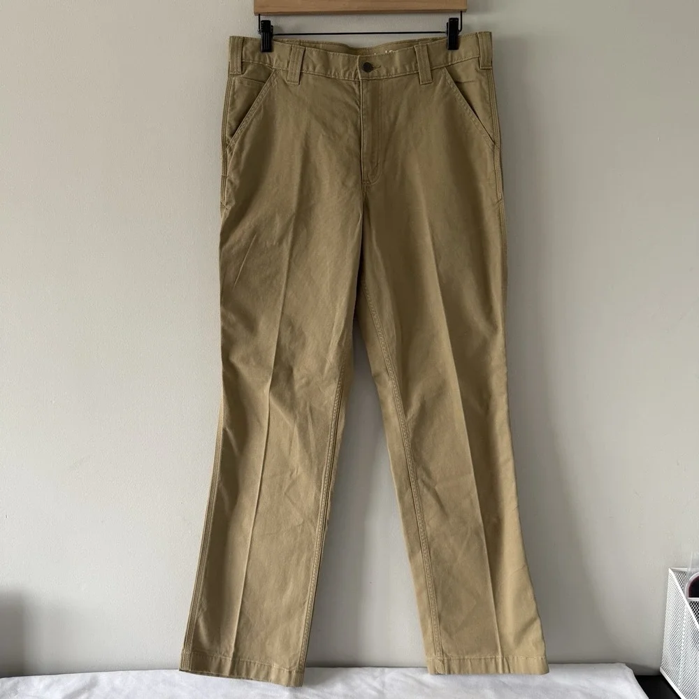 Carhartt Relaxed Fit Rigby Dungaree Pants Mens 34x34 Straight Beige Workwear